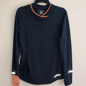 Brooks Hoodie Long Sleeve in Navy with Apricot